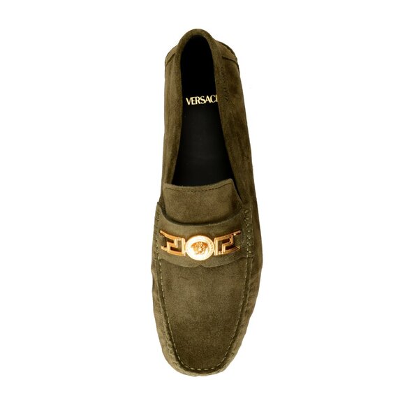 Versace Men\'s 100% Suede Leather Gold Medusa Driver Loafers Shoes US 8 IT 41 main image 4